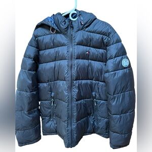 Vintage Tommy‎ Hilfiger Hooded Zip Up Puffer Coat